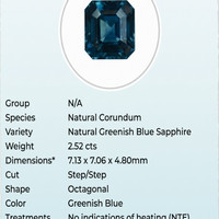 2.52 Ct. Greenish Blue Sapphire from Ceylon (Sri Lanka) Scan Report