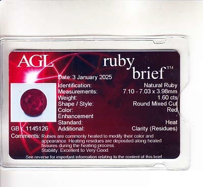 1.60 Ct. Ruby from Burma (Myanmar)