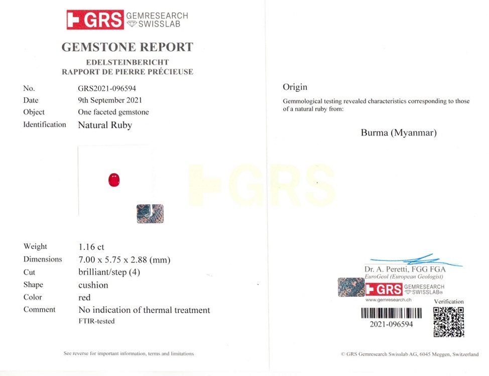 1.16 Ct. Ruby from Burma (Myanmar)