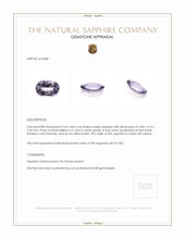 0.43 Ct. Purple Sapphire from Ceylon (Sri Lanka) Appraisal