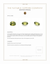 1.28 Ct. Yellowish Green Sapphire from Montana Appraisal
