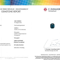 18.09 Ct. Bluish Green Sapphire from Ceylon (Sri Lanka) Scan Report