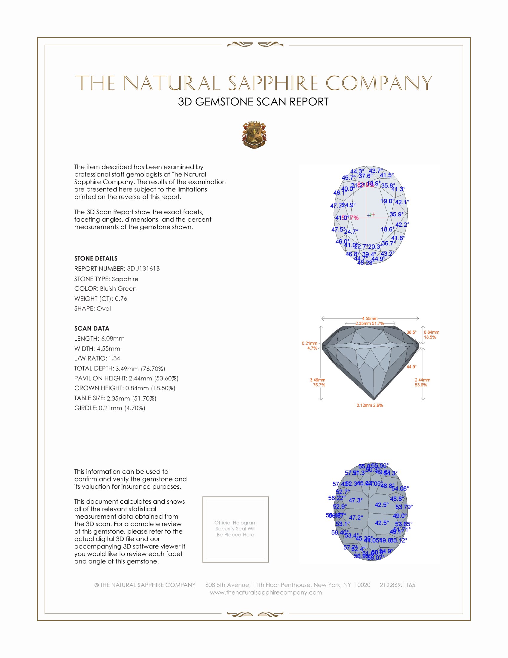 0.76 Ct. Bluish Green Sapphire from Montana