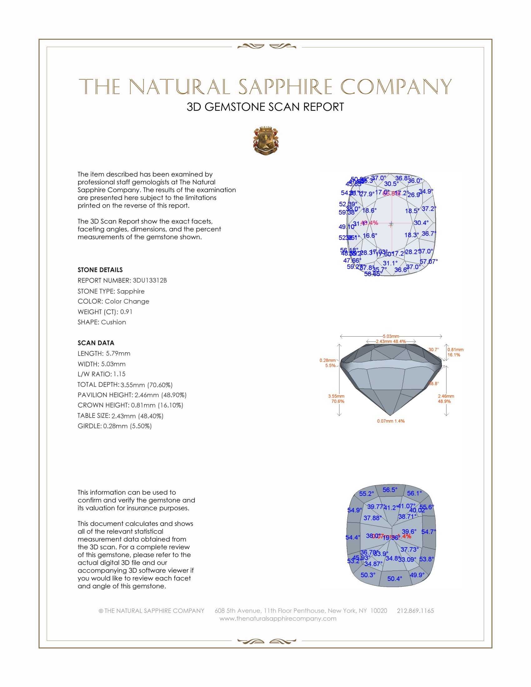 0.91 Ct. Color Change Sapphire from Ceylon (Sri Lanka)