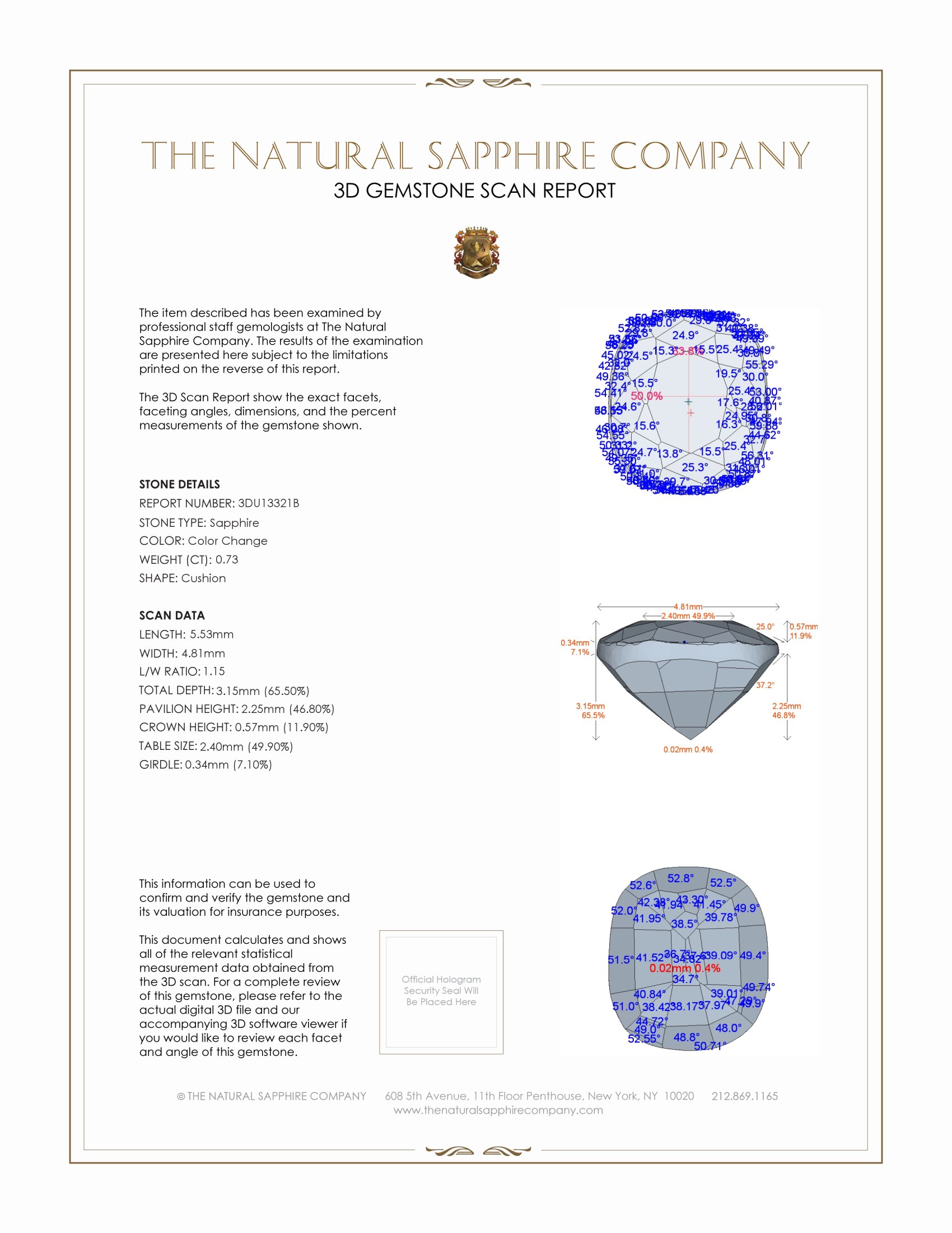 0.73 Ct. Color Change Sapphire from Ceylon (Sri Lanka)