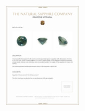 0.38 Ct. Bluish Green Sapphire from Ceylon (Sri Lanka) Appraisal
