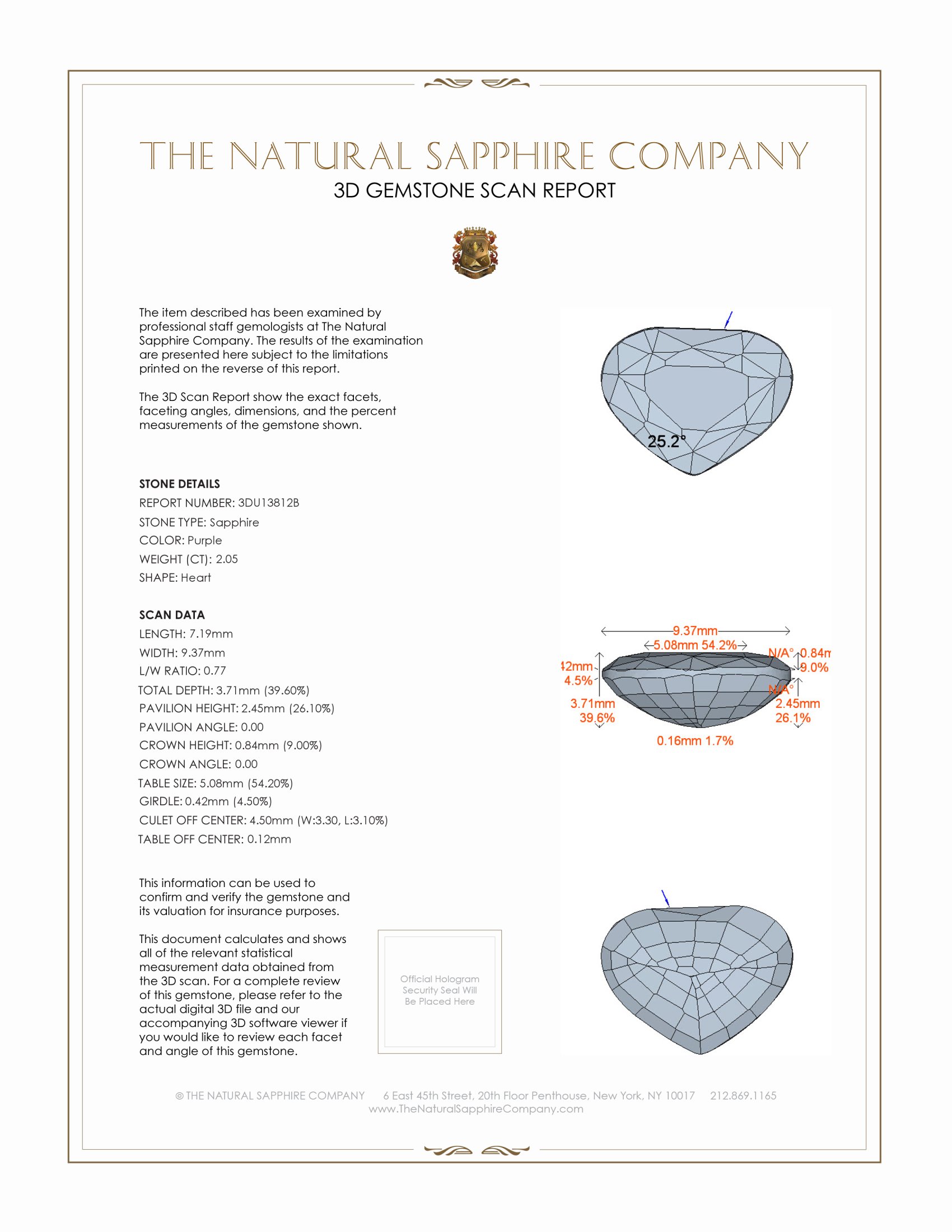 2.05 Ct. Purple Sapphire from Ceylon (Sri Lanka)