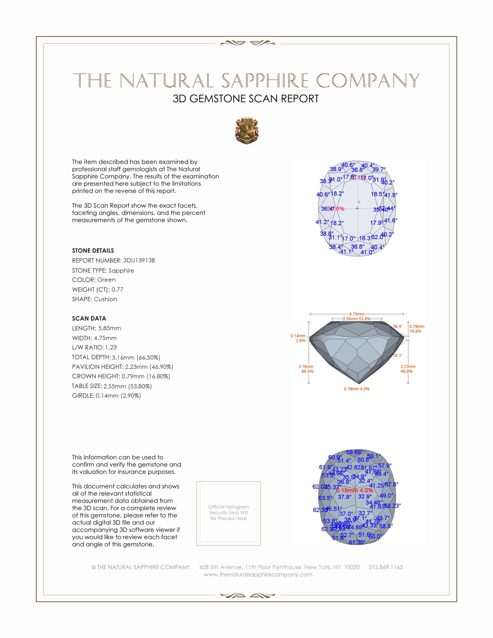 0.77 Ct. Green Sapphire from Montana
