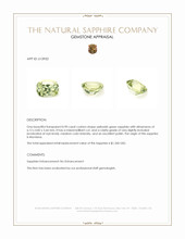 0.90 Ct. Yellowish Green Sapphire from Montana Appraisal
