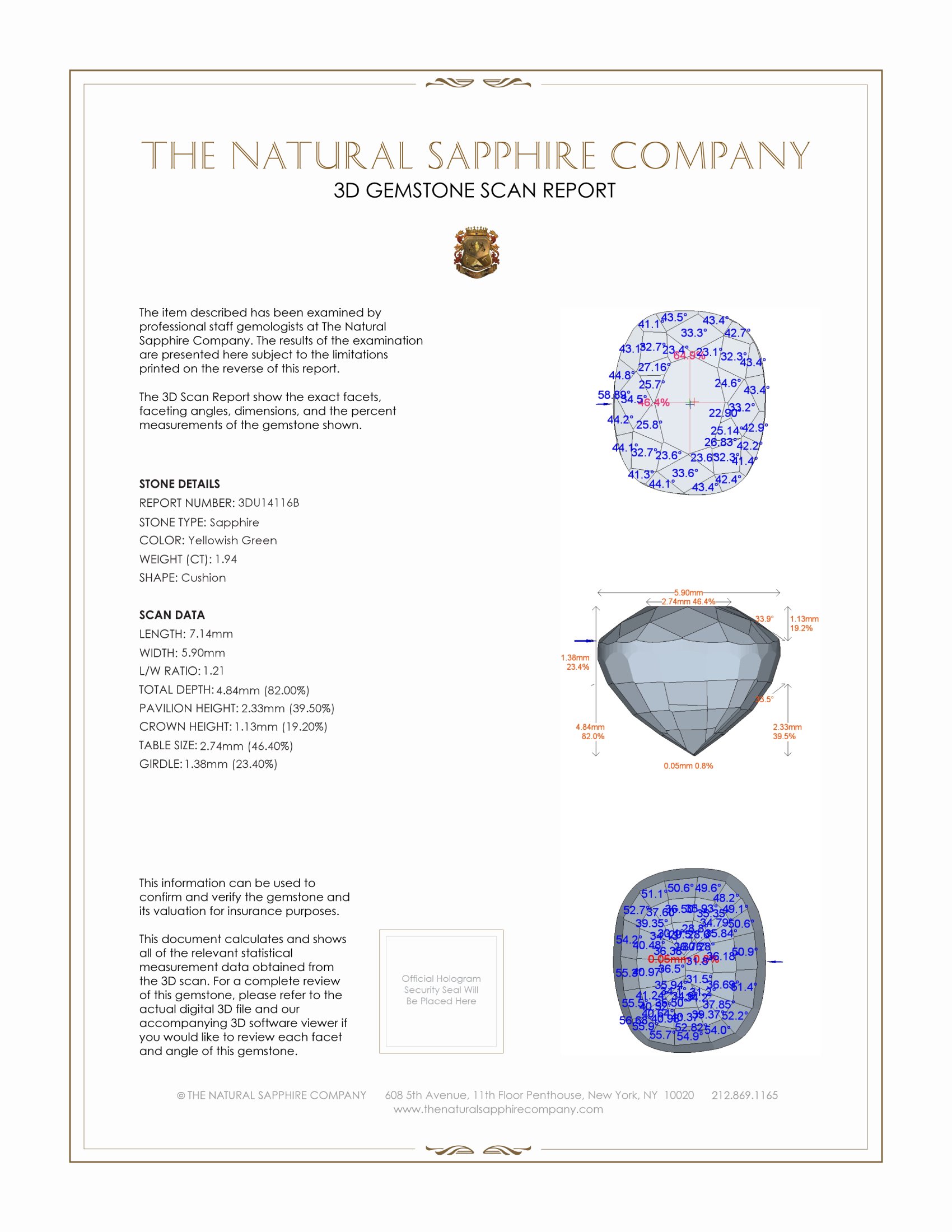 1.94 Ct. Yellowish Green Sapphire from Ceylon (Sri Lanka)