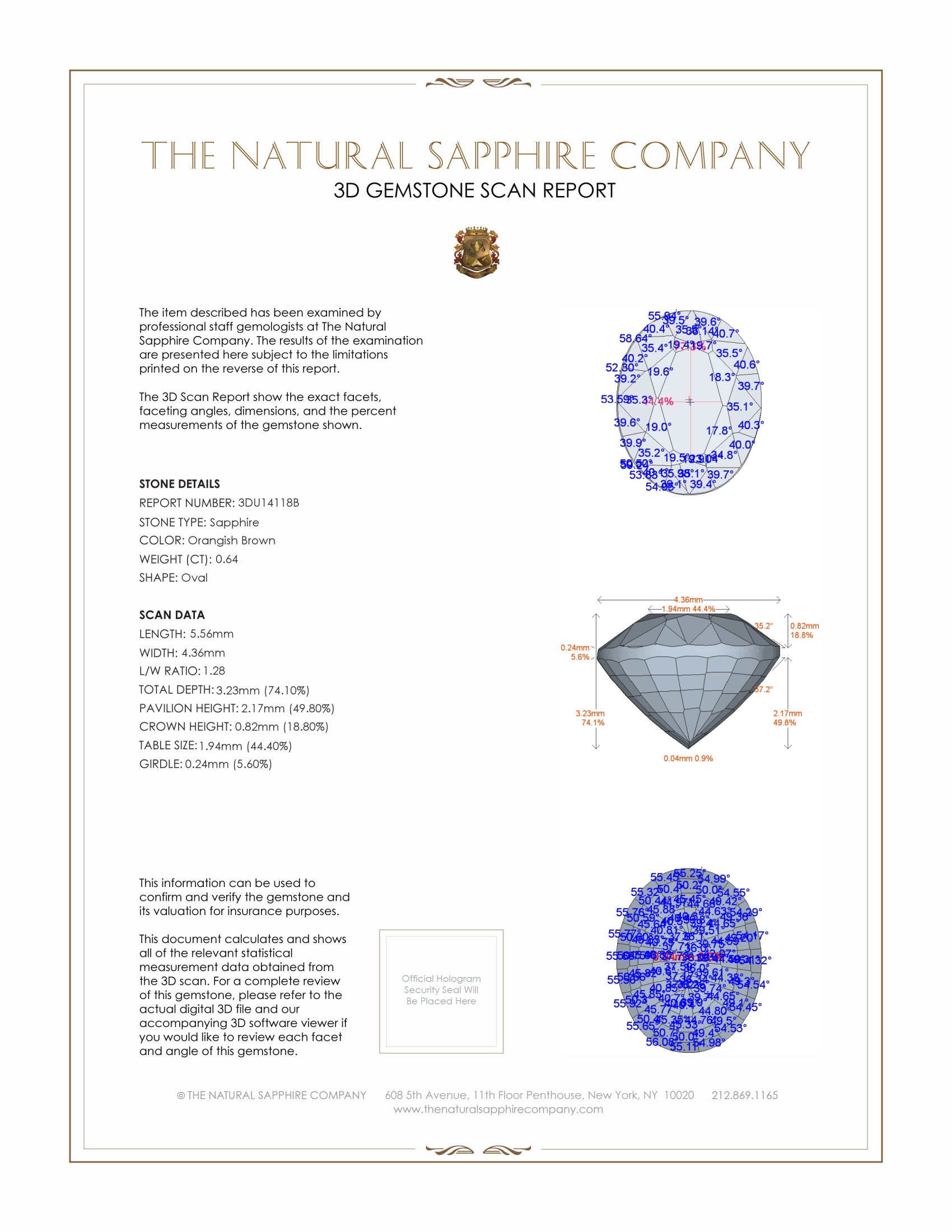0.64 Ct. Orangish Brown Sapphire from Montana