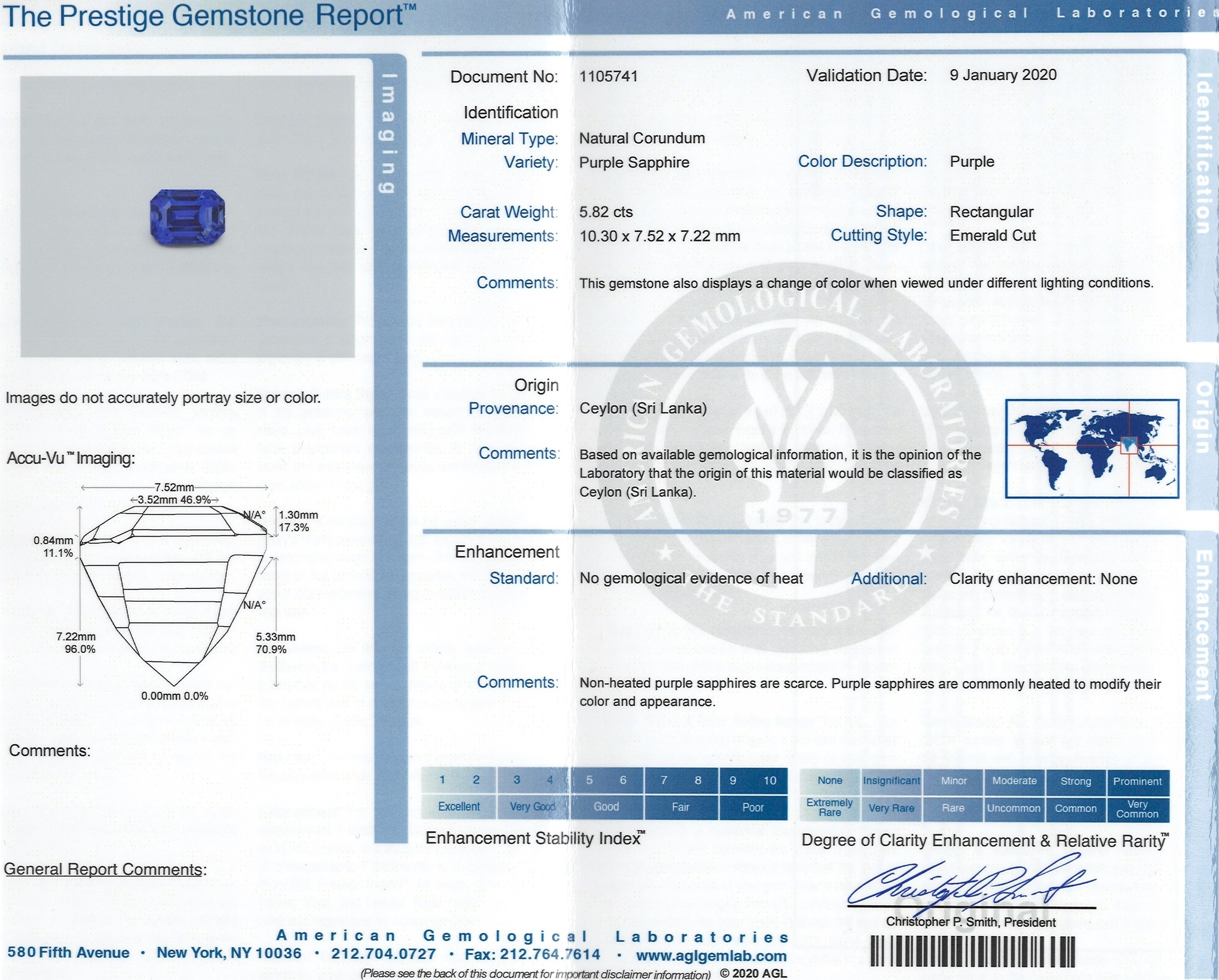 5.82 Ct. Color Change Sapphire from Ceylon (Sri Lanka)
