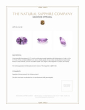 0.77 Ct. Purple Sapphire from Ceylon (Sri Lanka) Appraisal