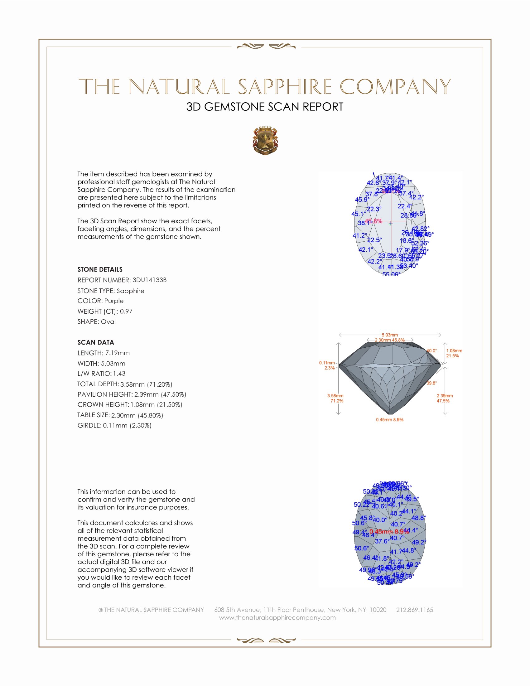 0.97 Ct. Purple Sapphire from Ceylon (Sri Lanka)