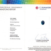 14.31 Ct. Bluish Green Sapphire from Ceylon (Sri Lanka) Scan Report