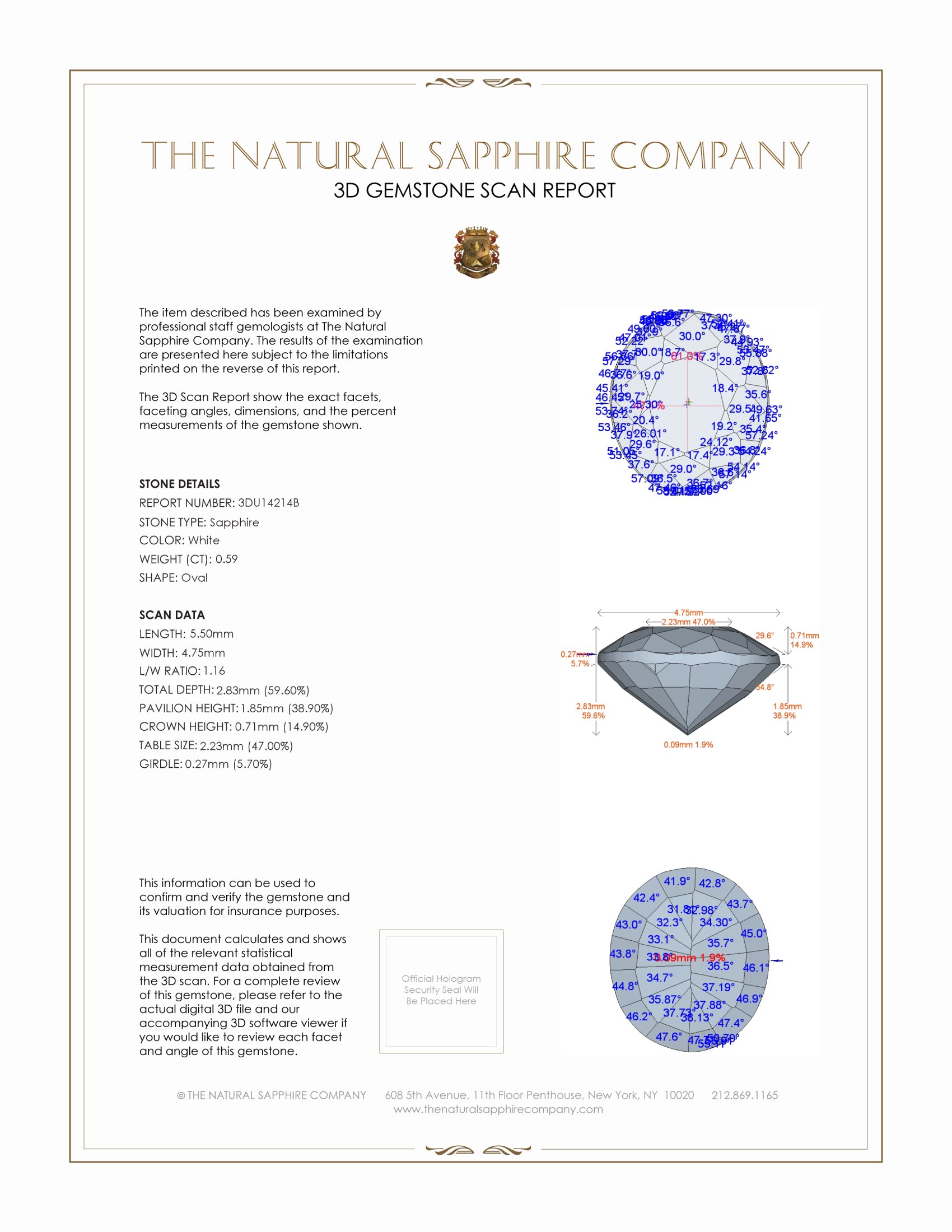 0.59 Ct. White Sapphire from Ceylon (Sri Lanka)