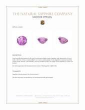 0.40 Ct. Pinkish Purple Sapphire from Ceylon (Sri Lanka) Appraisal