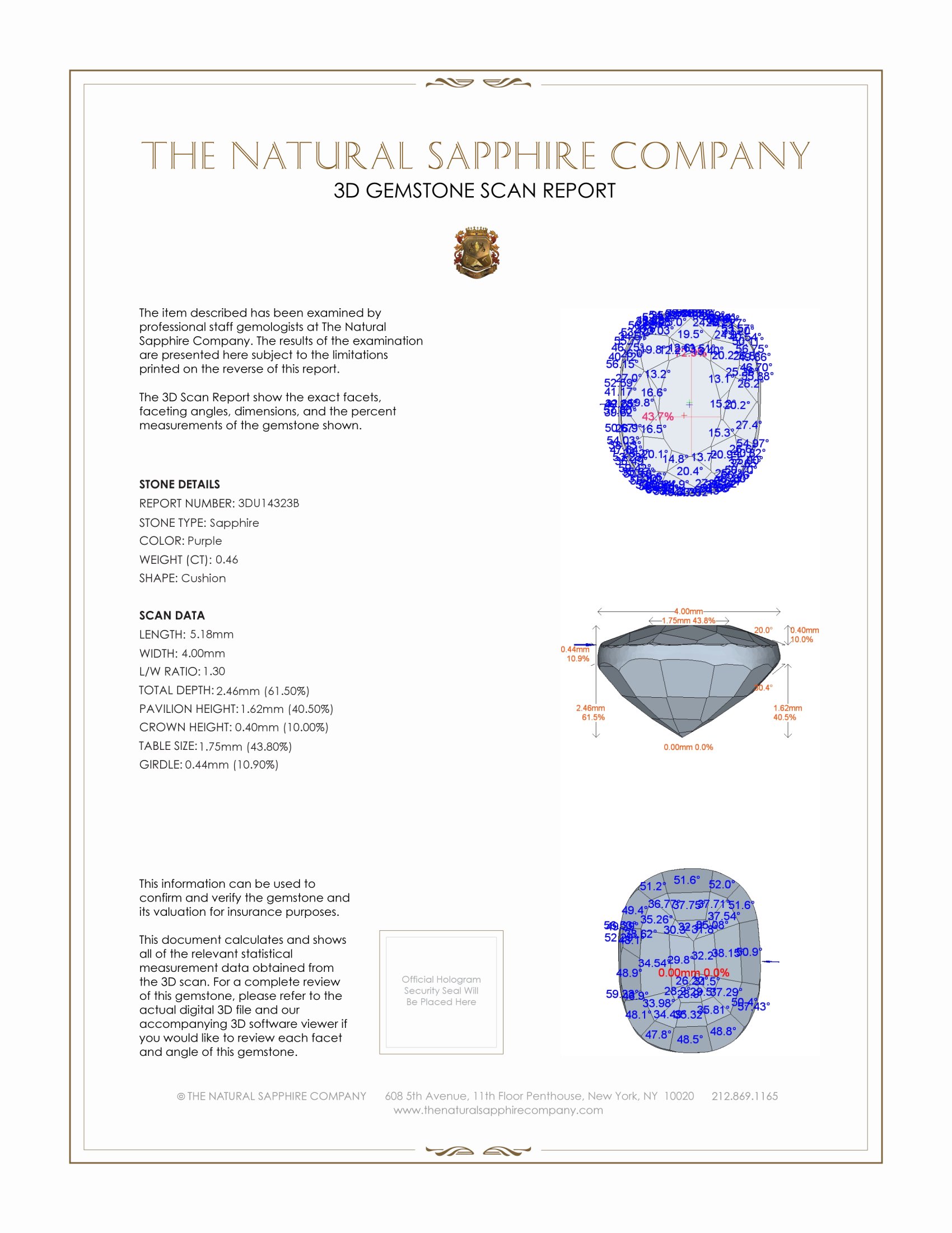 0.46 Ct. Purple Sapphire from Ceylon (Sri Lanka)