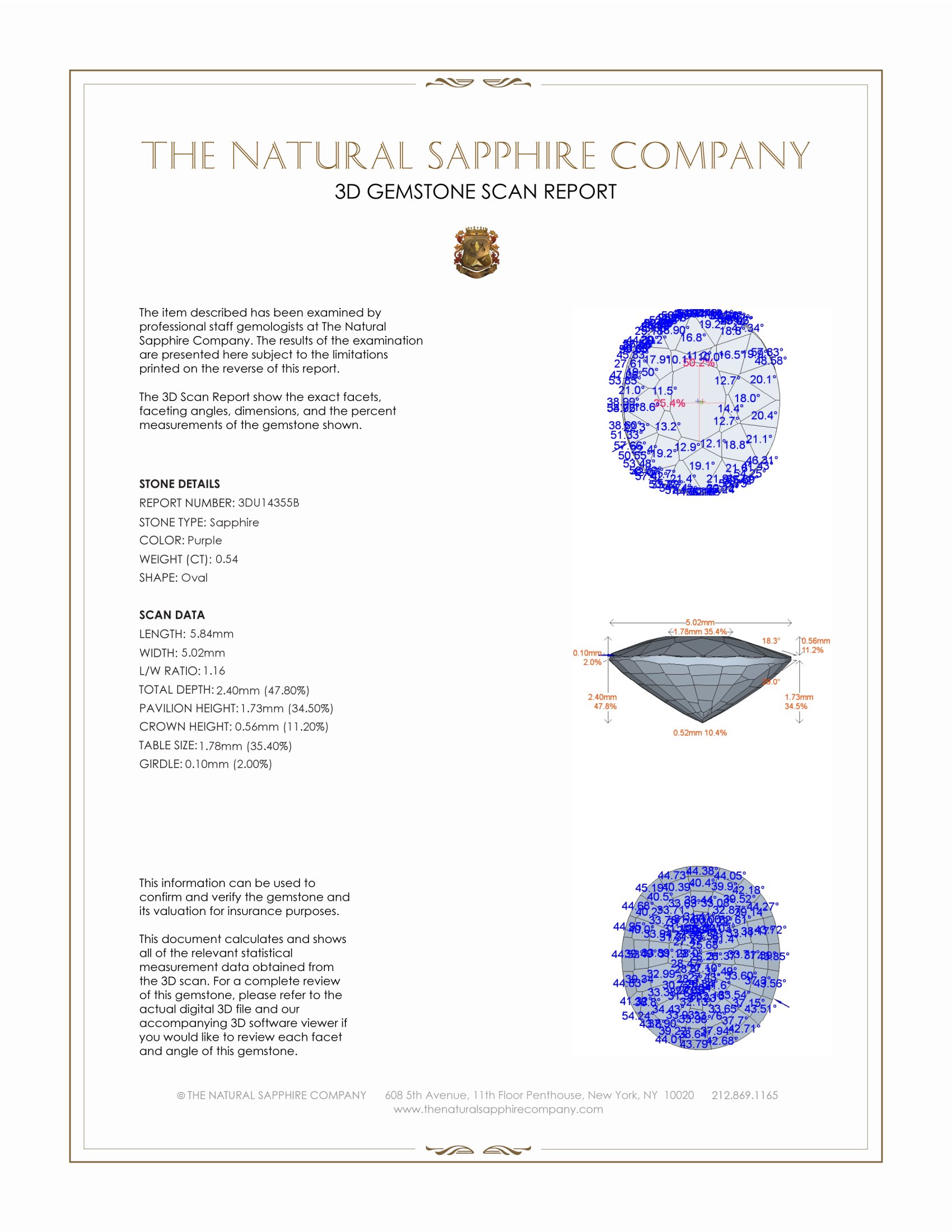 0.54 Ct. Purple Sapphire from Ceylon (Sri Lanka)