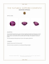 0.52 Ct. Purplish Pink Sapphire from Ceylon (Sri Lanka) Appraisal