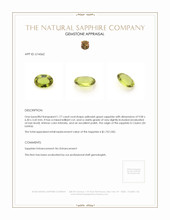 1.77 Ct. Yellowish Green Sapphire from Ceylon (Sri Lanka) Appraisal