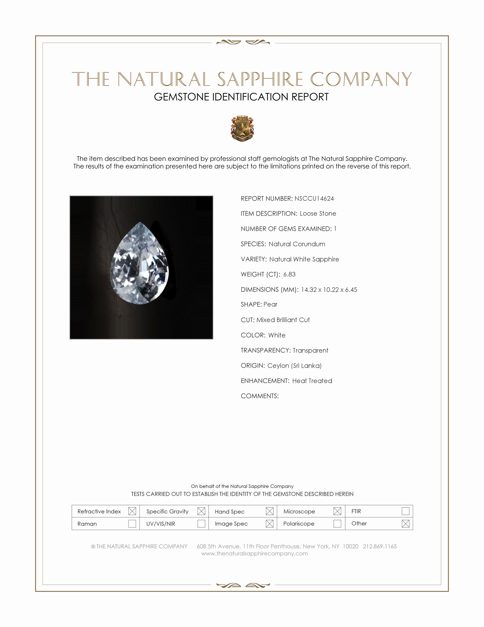 6.83 Ct. White Sapphire from Ceylon (Sri Lanka)