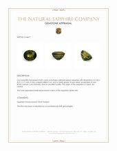 0.85 Ct. Yellowish Green Sapphire from Ceylon (Sri Lanka) Appraisal
