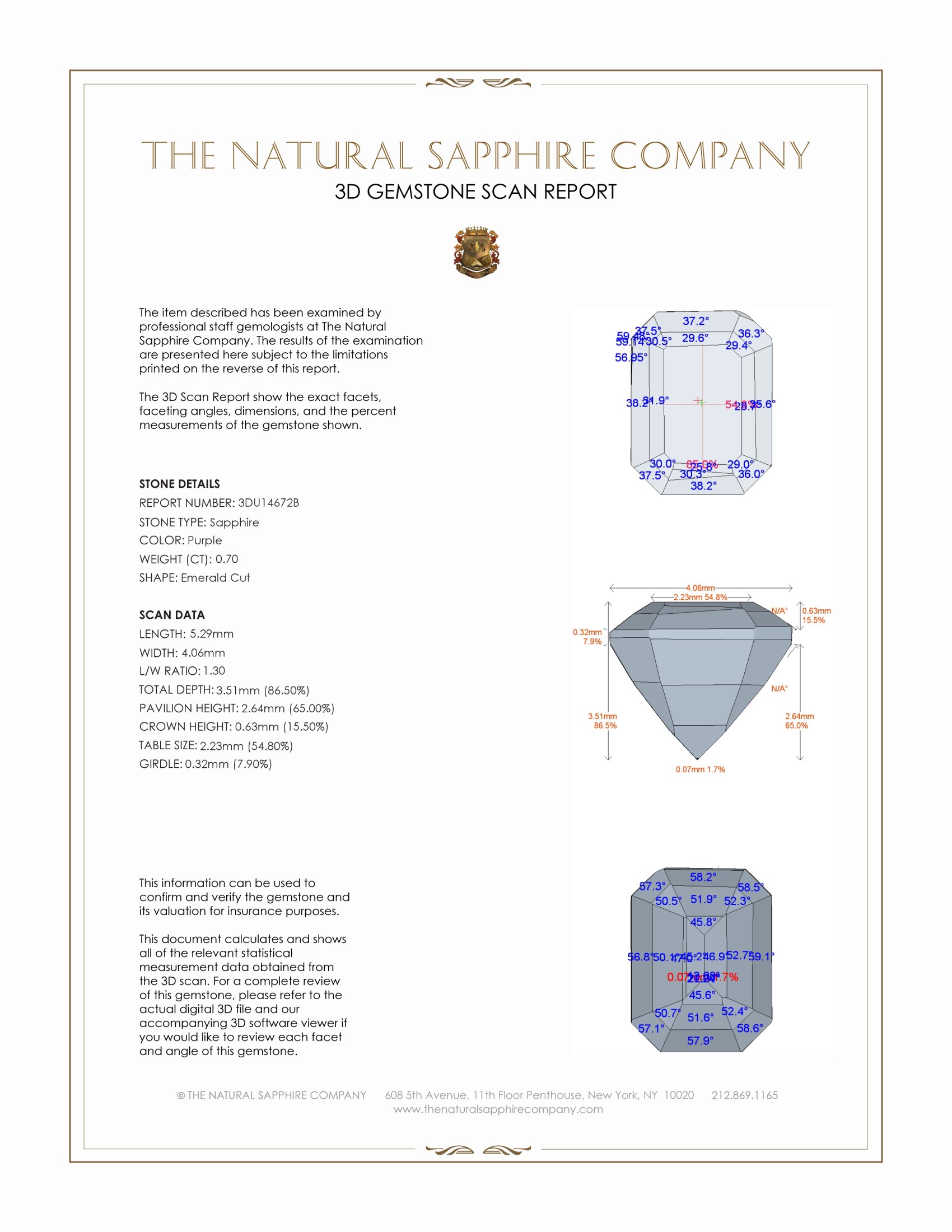 0.70 Ct. Purple Sapphire from Ceylon (Sri Lanka)