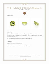 0.38 Ct. Yellowish Green Sapphire from Ceylon (Sri Lanka) Appraisal