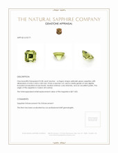 0.38 Ct. Yellowish Green Sapphire from Ceylon (Sri Lanka) Appraisal