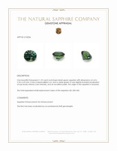 1.29 Ct. Bluish Green Sapphire from Tanzania Appraisal