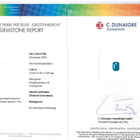 7.05 Ct. Bluish Green Sapphire from Madagascar Scan Report