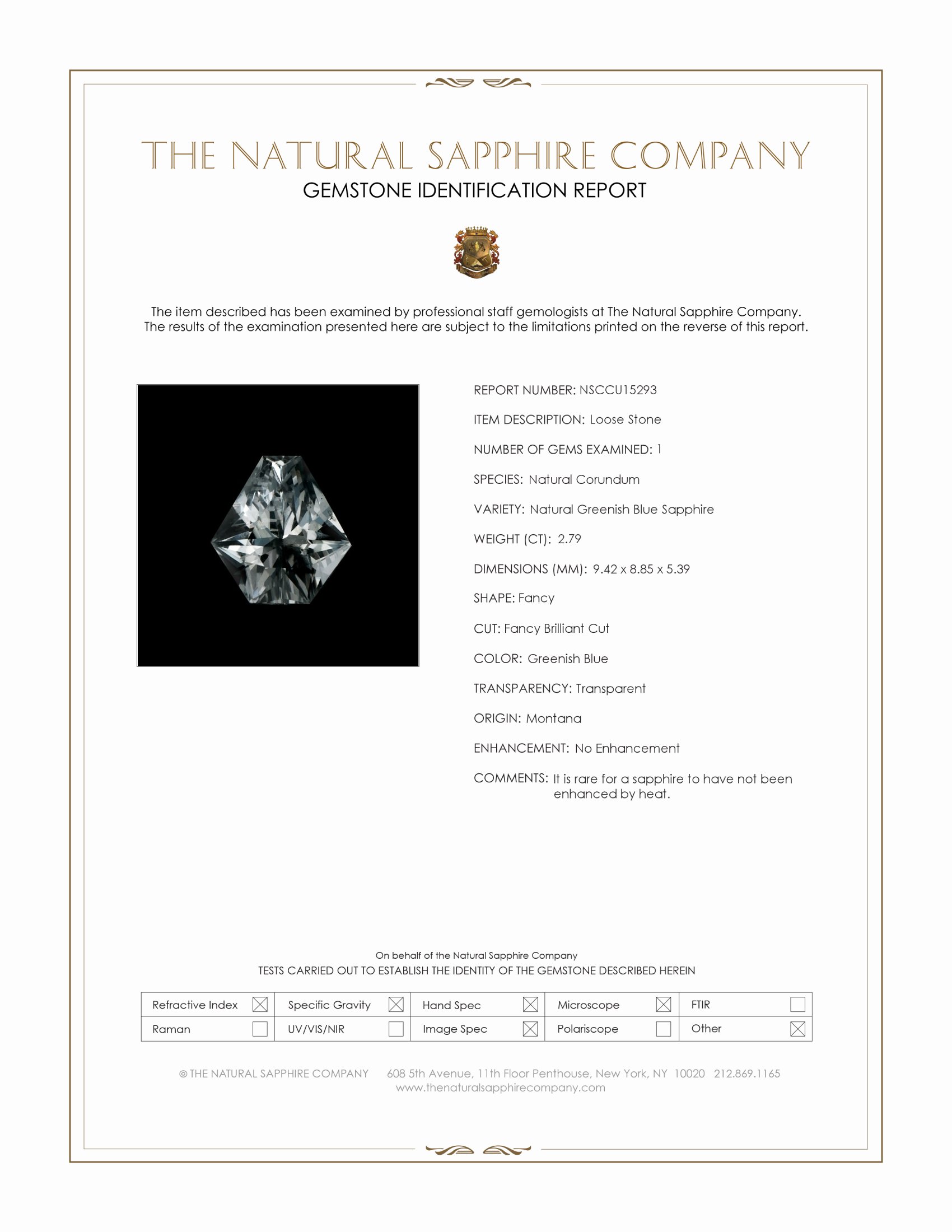 2.79 Ct. Greenish Blue Sapphire from Montana
