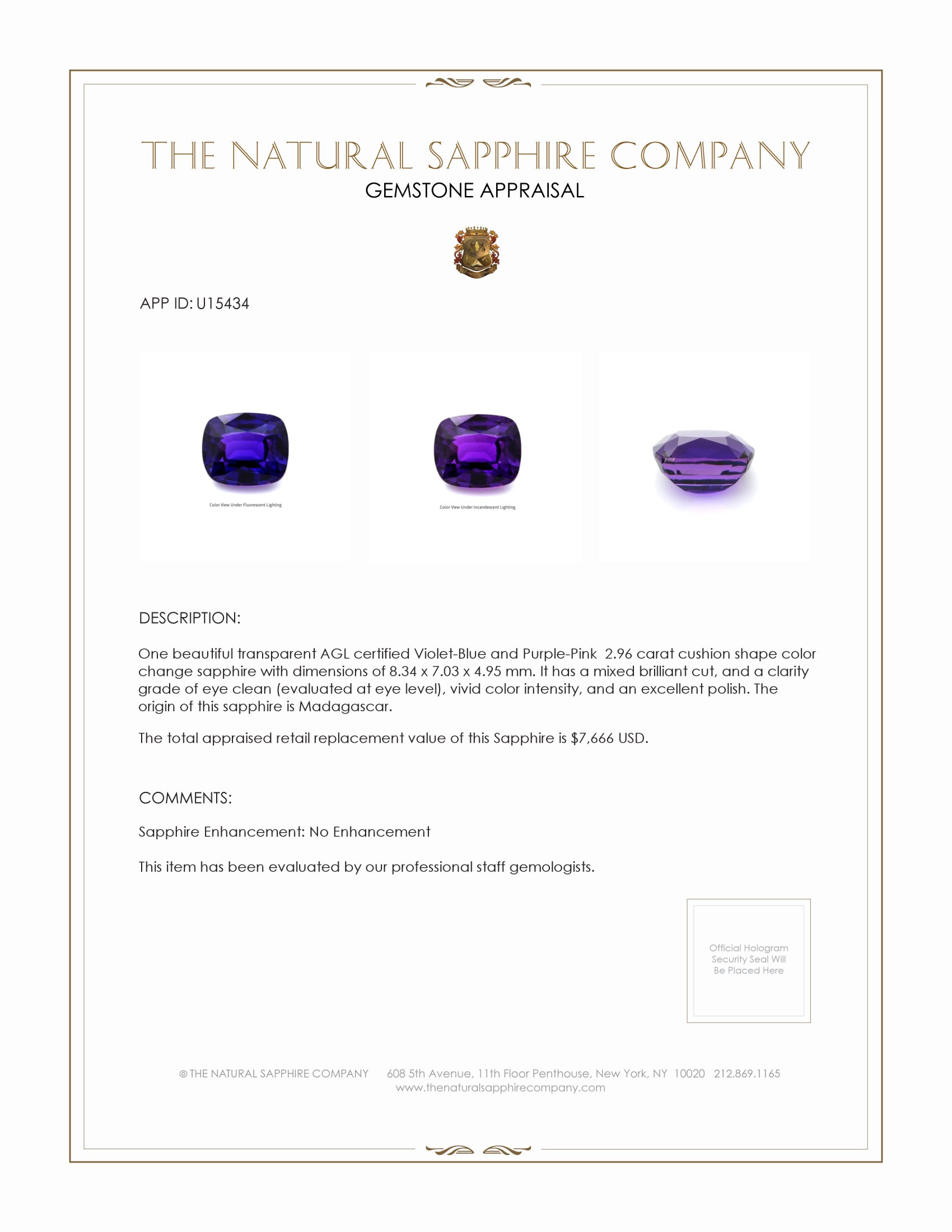 2.96 Ct. Color Change Sapphire from Madagascar