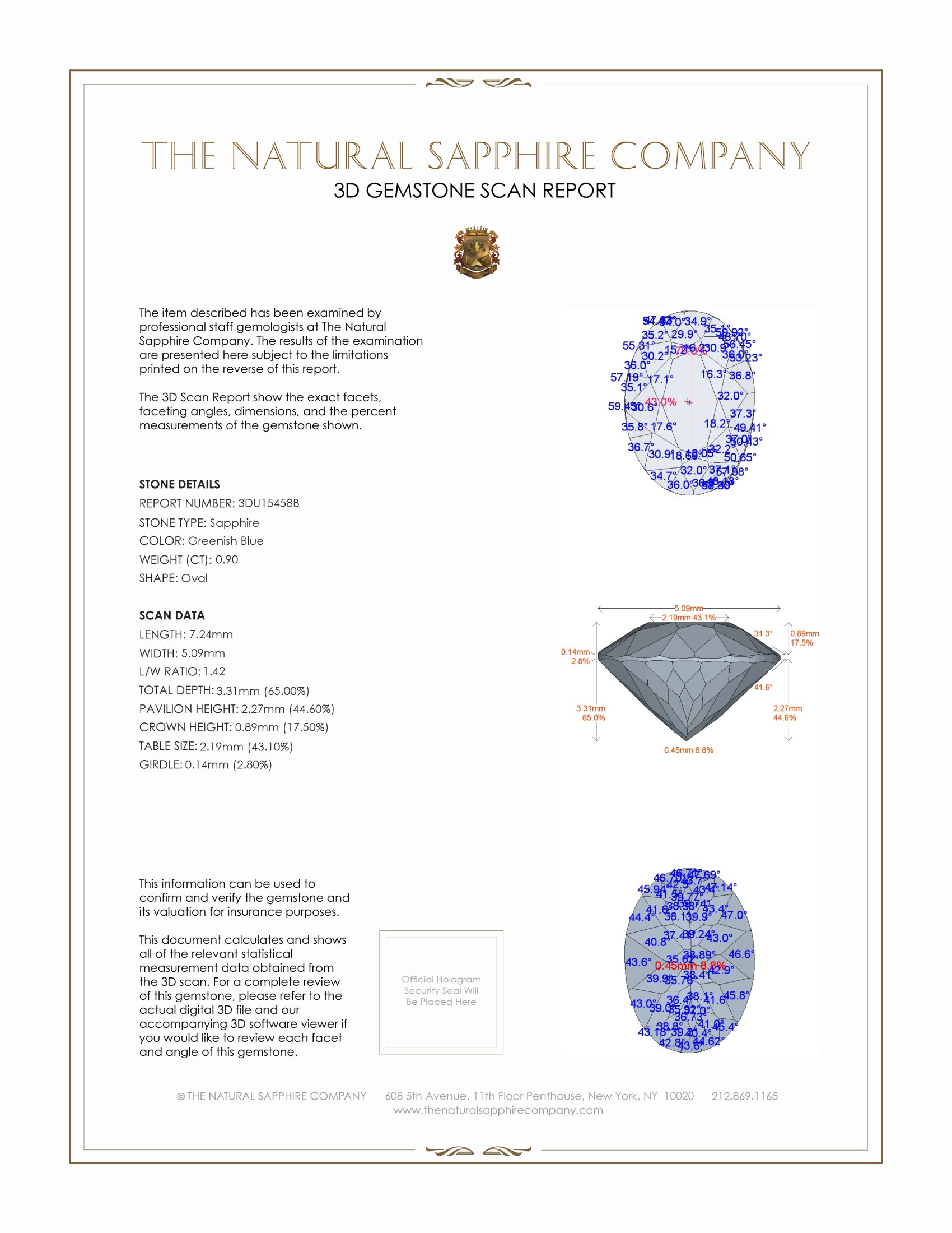 0.90 Ct. Greenish Blue Sapphire from Montana