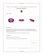 1.67 Ct. Purple Sapphire from Ceylon (Sri Lanka) Appraisal