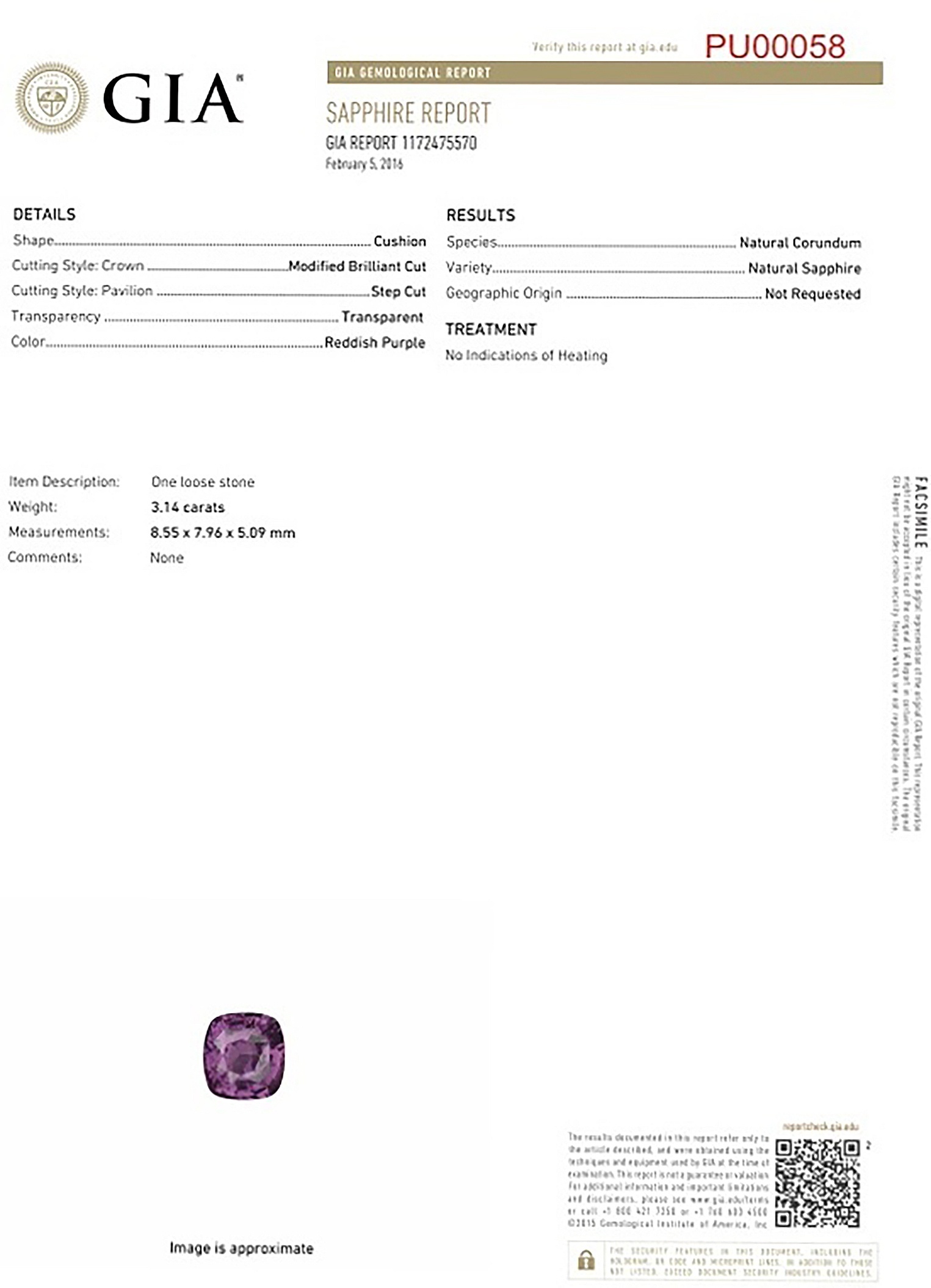 3.14 Ct. Reddish Pink Sapphire from Ceylon (Sri Lanka)