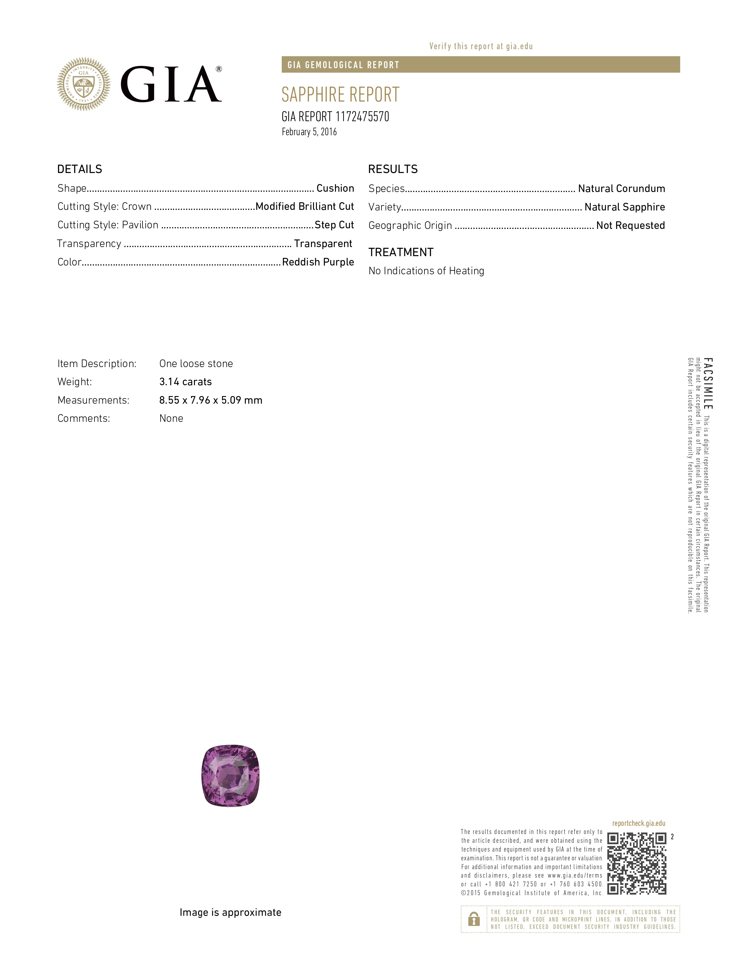 3.14 Ct. Reddish Pink Sapphire from Ceylon (Sri Lanka)