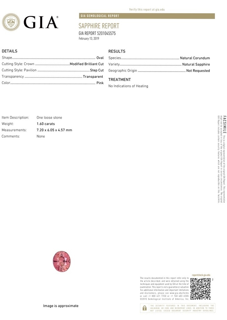 1.60 Ct. Reddish Orange Sapphire from Ceylon (Sri Lanka)