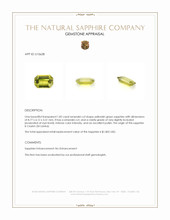 1.82 Ct. Yellowish Green Sapphire from Ceylon (Sri Lanka) Appraisal