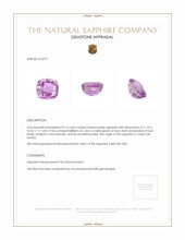 9.13 Ct. Purplish Pink Sapphire from Ceylon (Sri Lanka) Appraisal