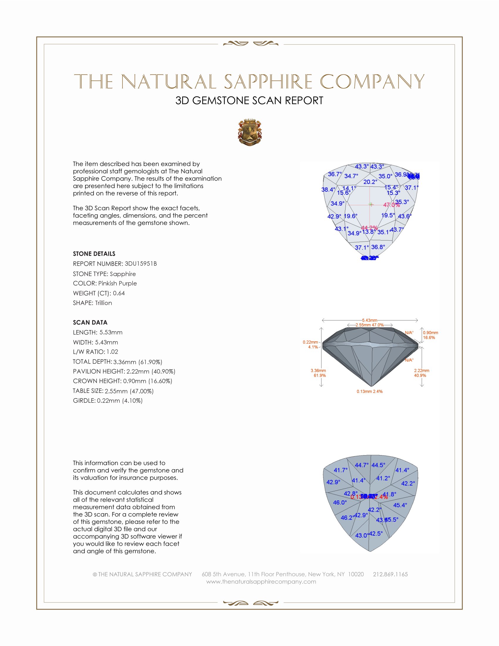 0.64 Ct. Pinkish Purple Sapphire from Ceylon (Sri Lanka)