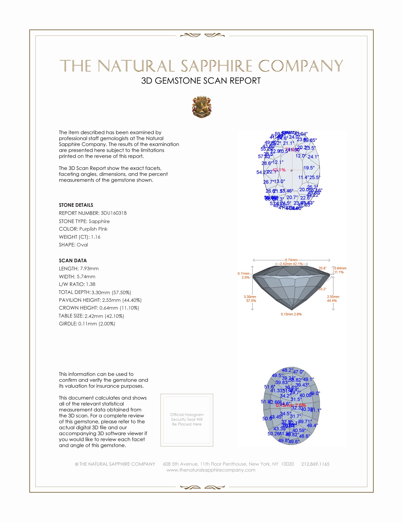 1.16 Ct. Purplish Pink Sapphire from Ceylon (Sri Lanka)