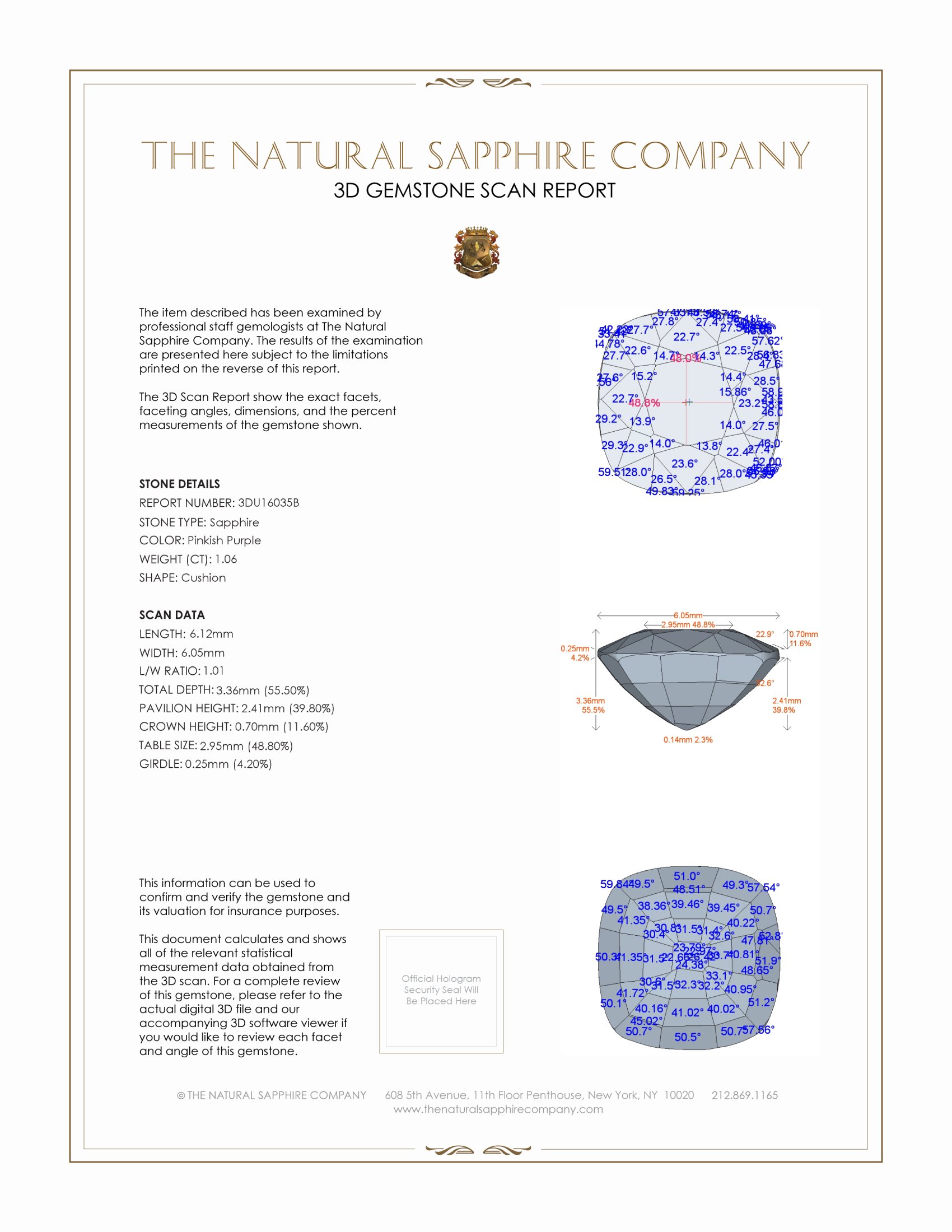 1.06 Ct. Pinkish Purple Sapphire from Ceylon (Sri Lanka)