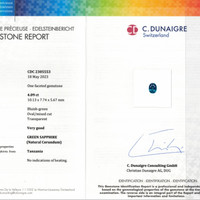 4.09 Ct. Bluish Green Sapphire from Tanzania Scan Report