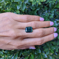 10.24 Ct. Bluish Green Sapphire from Madagascar Life Style