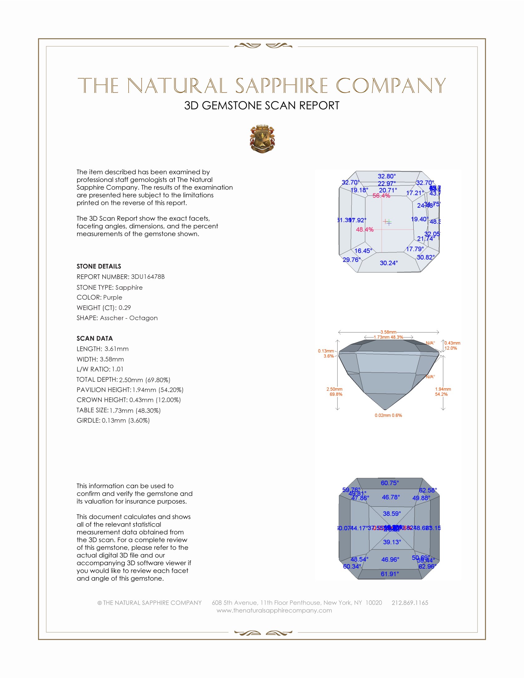 0.29 Ct. Purple Sapphire from Ceylon (Sri Lanka)
