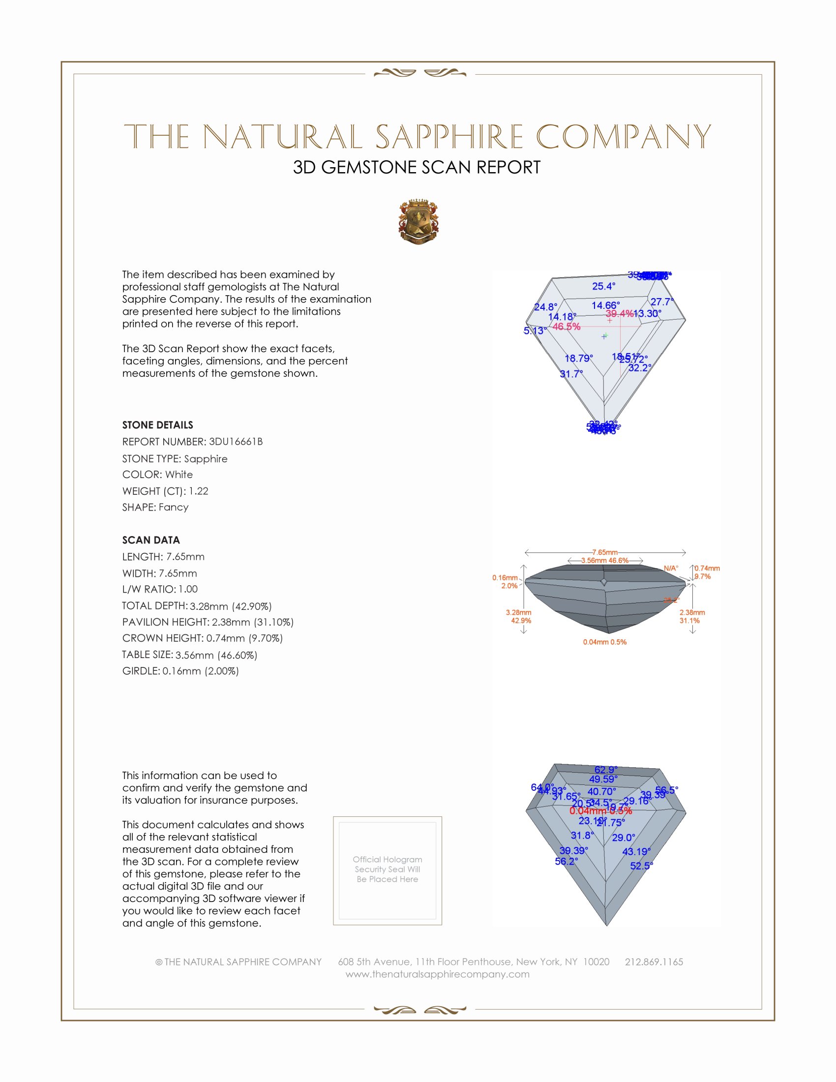 1.22 Ct. White Sapphire from Ceylon (Sri Lanka)