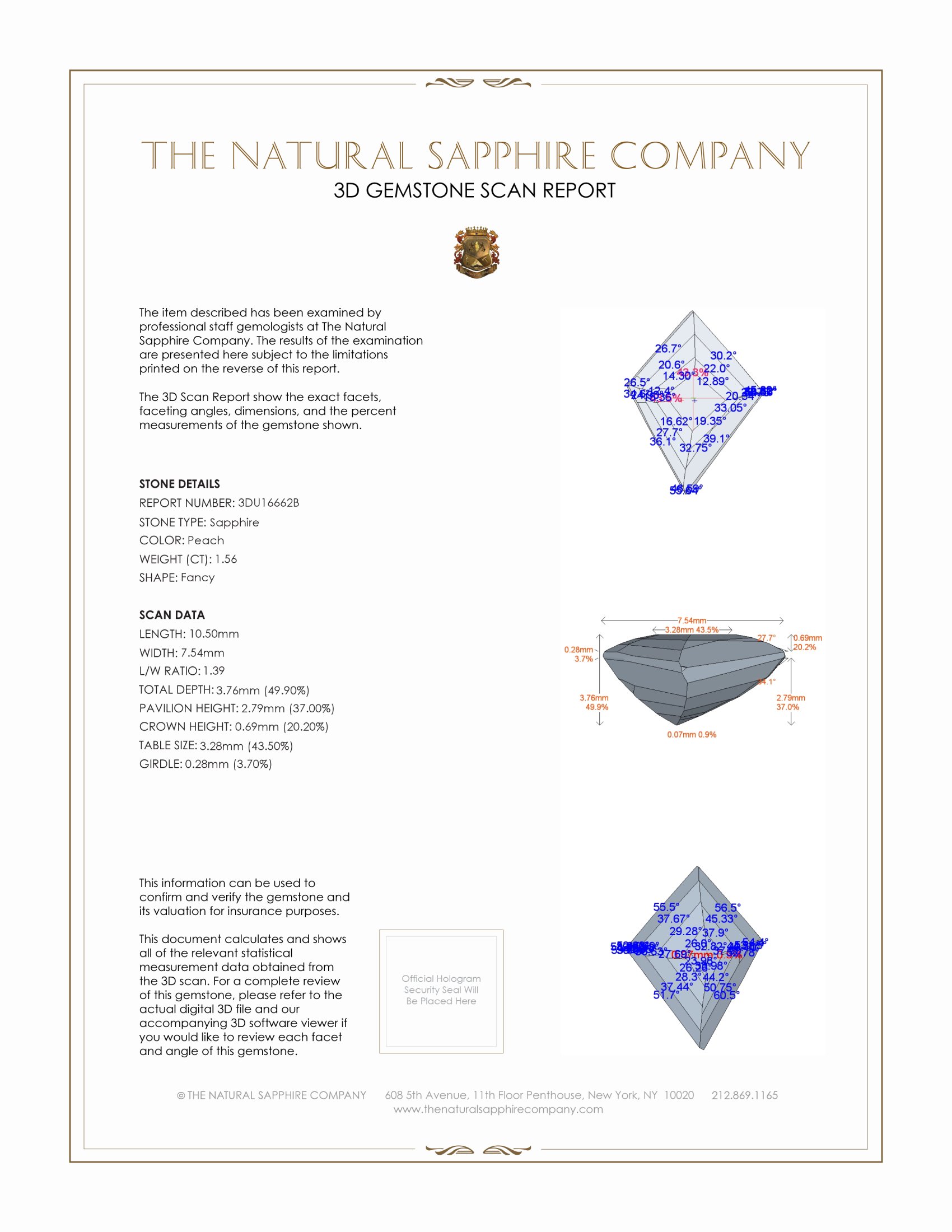 1.56 Ct. Peach Sapphire from Ceylon (Sri Lanka)