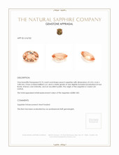 0.76 Ct. Peach Sapphire from Ceylon (Sri Lanka) Appraisal